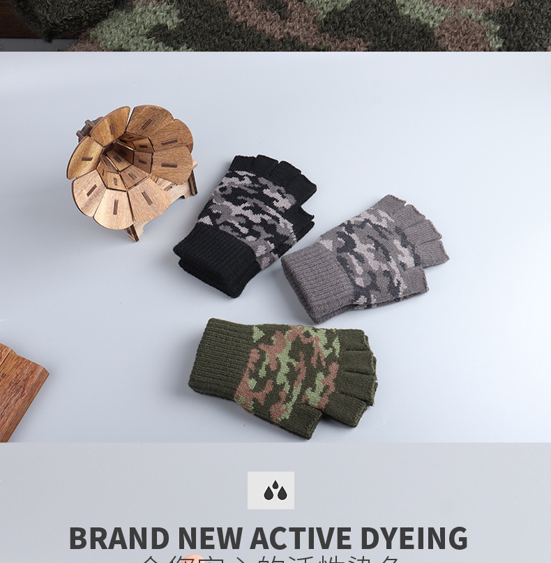Neue Camouflage-Halbfingerhandschuhe für Herren, Winterhandschuhe für Damen, Büro und Studenten, kältebeständige Touchscreen-Handschuhe für den Außenbereich_voghion.com