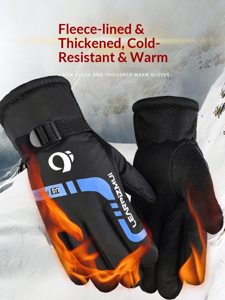 Jungen-Winterhandschuhe, warm, fleecegefüttert, dick, winddicht, rutschfest, für Herren, geeignet für E-Bike, Motorrad, Outdoor-Aktivitäten und Skifahren_voghion.com