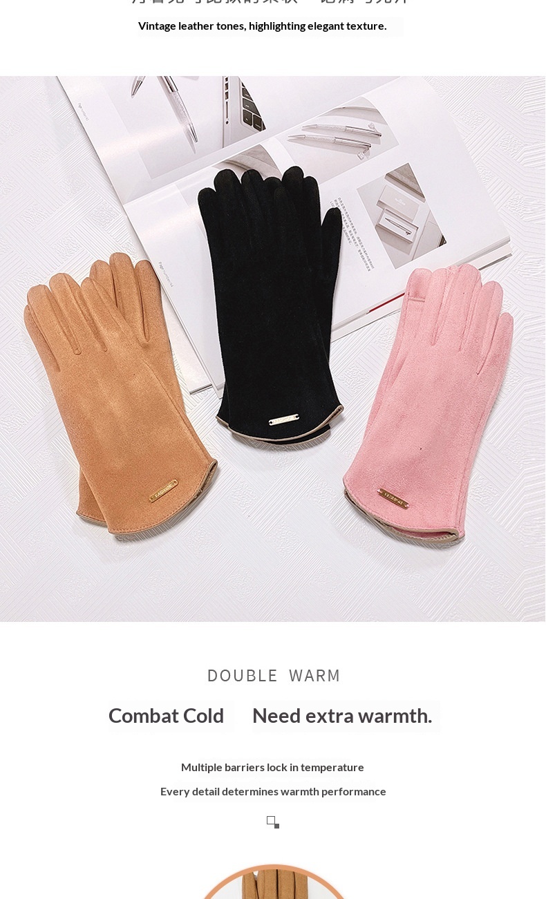 boy Boy Boy Warm For Women Cute Suede Windproof Driving Gloves Autumn Winter Fleece Lined Cycling Fingerless Touchscreen Men_voghion.com