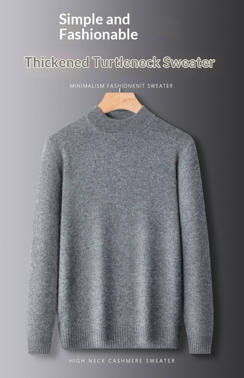 ragazzo Ragazzo Ragazzo Ragazzo 2025 Autunno Inverno Nuovo Maglione Lavorato a Maglia Mezzo Collo Alto Addensato Caldo Lavabile in Lavatrice Strato di Base Maglieria da Uomo_voghion.com