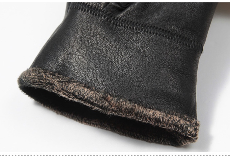 boy Boy Boy Genuine Leather Cowhide Winter Gloves Men Fingerless Driving Riding Fleece Lined Warm_voghion.com