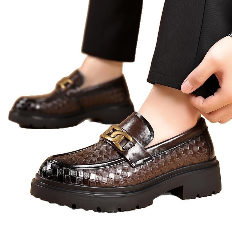 Mocassini da uomo Voyage, casual, in pelle intrecciata, slip-on, primaverili, per giovani, stile derby, con suola spessa_voghion.com