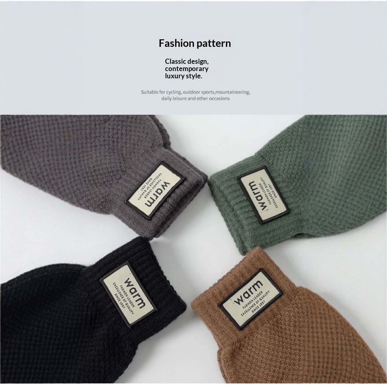 Herren Winterhandschuhe aus Wolle mit Touchscreen-Funktion, gefüttert mit Fleece, dick und warm, modisch und vielseitig, ideal zum Autofahren, Radfahren und für Outdoor-Aktivitäten._voghion.com