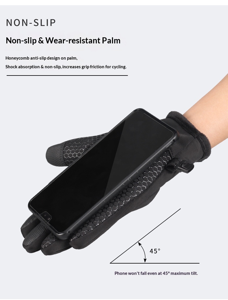 boy Boy Boy Men's Autumn And Winter Fleece-Lined Thickened Cycling Gloves, Cold-Proof, Warm, Touchscreen, Non-Slip, Windproof,_voghion.com