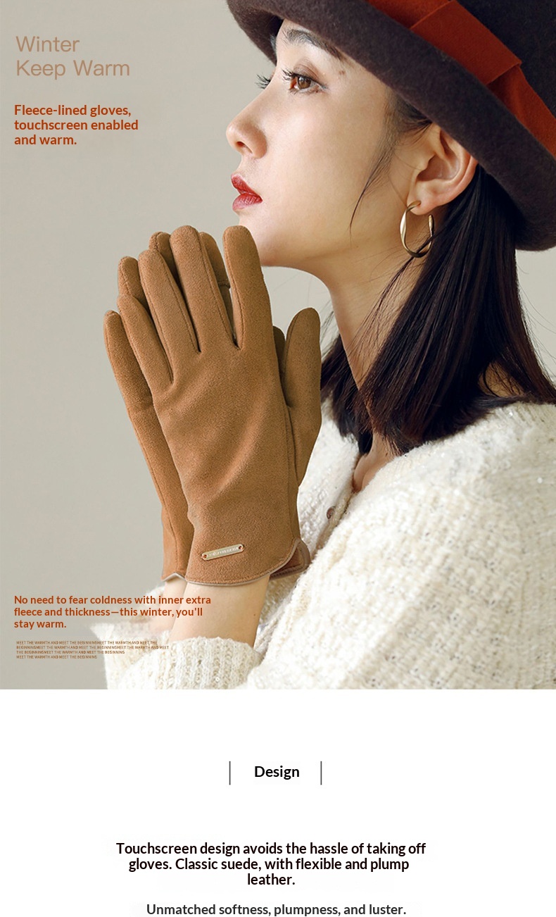 boy Boy Boy Warm For Women Cute Suede Windproof Driving Gloves Autumn Winter Fleece Lined Cycling Fingerless Touchscreen Men_voghion.com