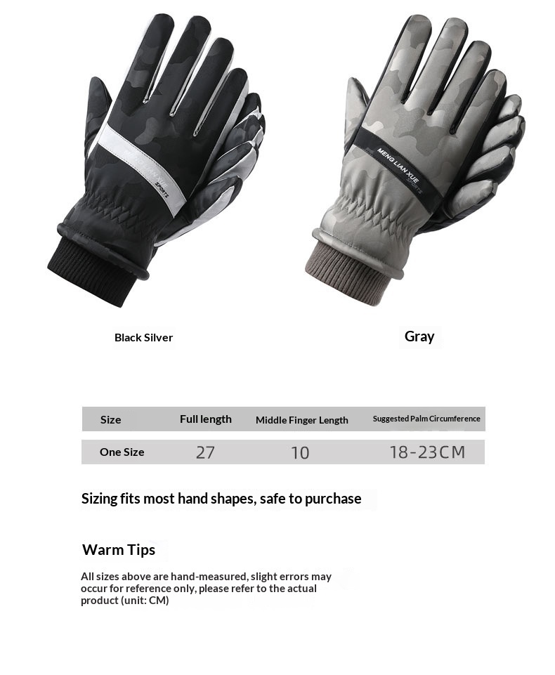 Boy Boy Herren-Baumwollhandschuhe, dick gefüttert mit Fleece, warm, winddicht, kältebeständig, Touchscreen-kompatibel, zum Reiten_voghion.com