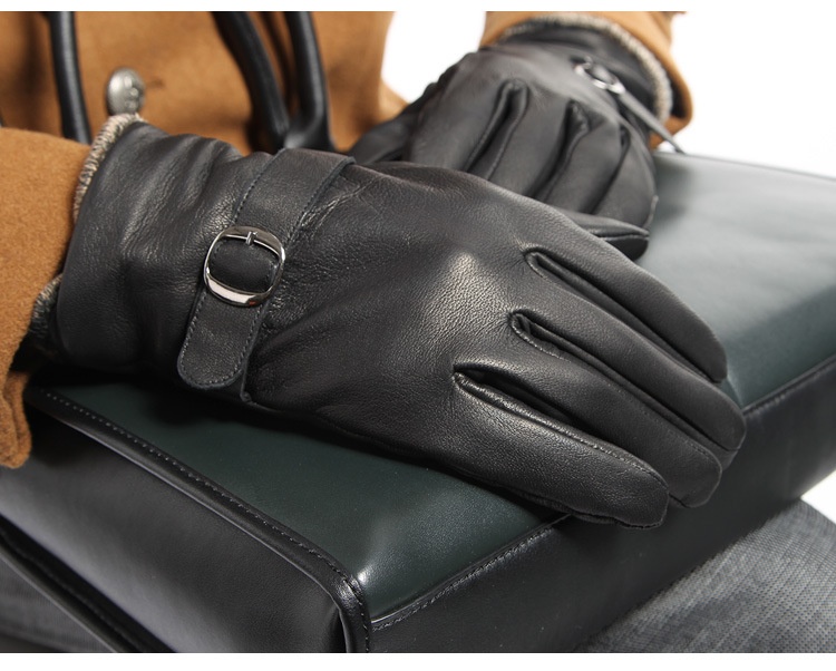 boy Boy Boy Genuine Leather Cowhide Winter Gloves Men Fingerless Driving Riding Fleece Lined Warm_voghion.com
