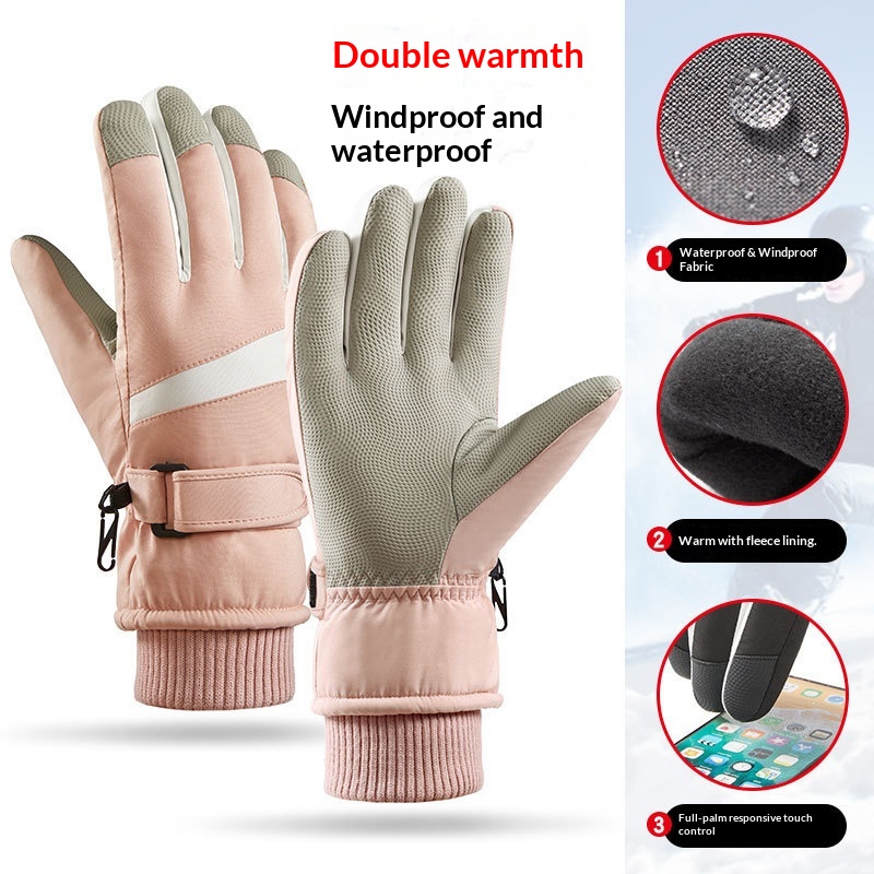 boy Boy Boy Winter Ski Gloves For Women, Warm, Fleece-Lined, Thickened, Waterproof, Touchscreen, Windproof, Mountaineering,_voghion.com