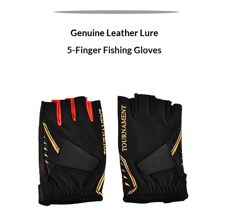 Herrenhandschuhe aus echtem Leder, warm, dreifingrig, wasserdicht, ideal zum Angeln, Fitness und für Outdoor-Aktivitäten._voghion.com