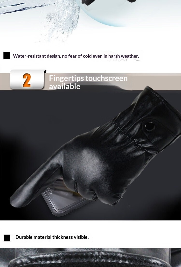boy Boy Boy Winter Warm Thickened Fleece Touchscreen Windproof PU Leather Electric Bike Riding Couple Gloves For Men And Women_voghion.com