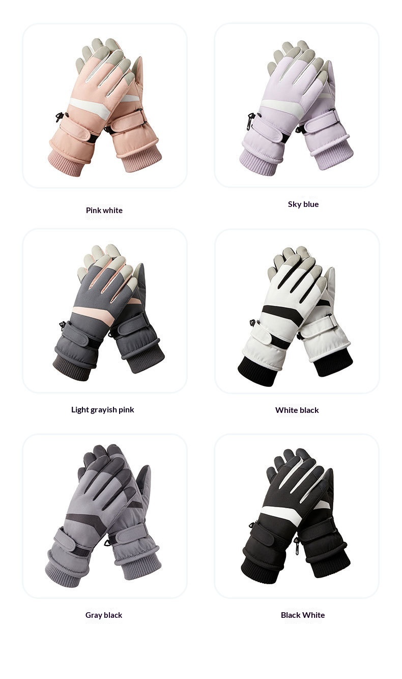 Guanti da sci invernali Boy Boy per donna, caldi, foderati in pile, spessi, impermeabili, touchscreen, antivento, alpinismo,_voghion.com