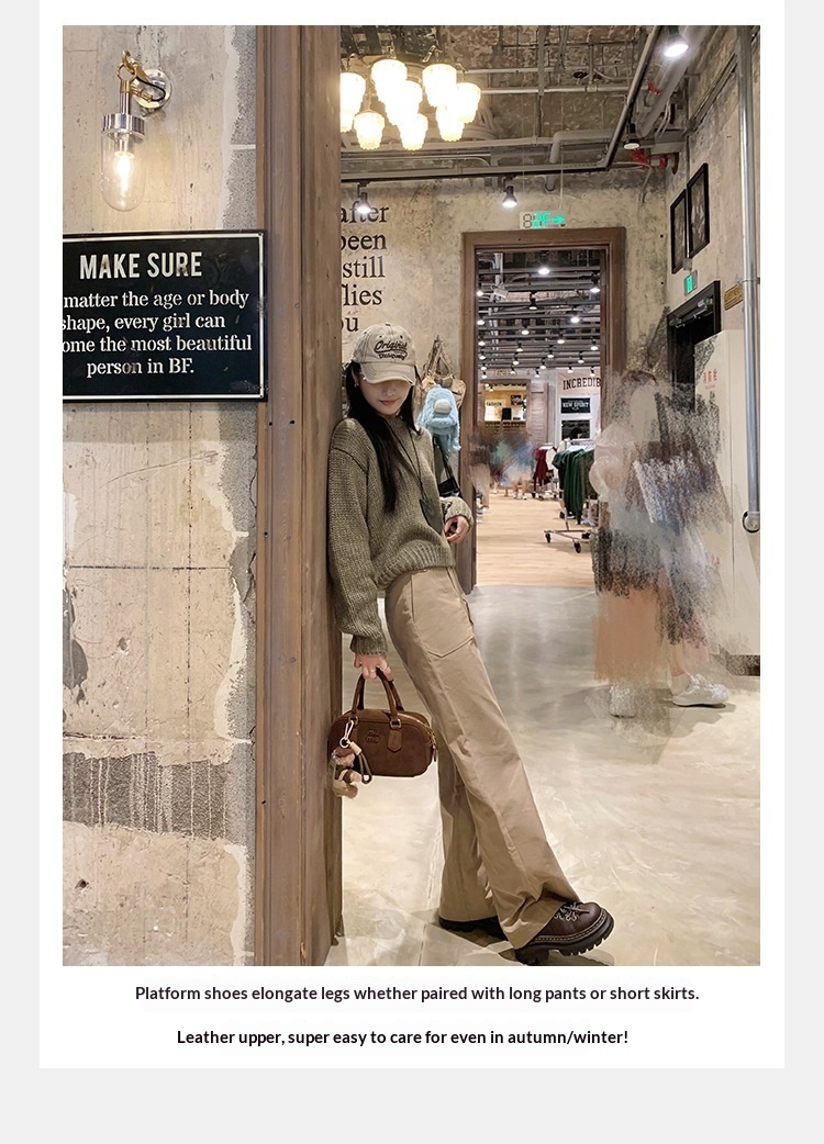 Scarpe da donna in pelle di mucca Voyage, versatili, singole, in stock, classiche britanniche, stile classico, con punta tonda, piccole, con tacco basso, stringate Derby_voghion.com