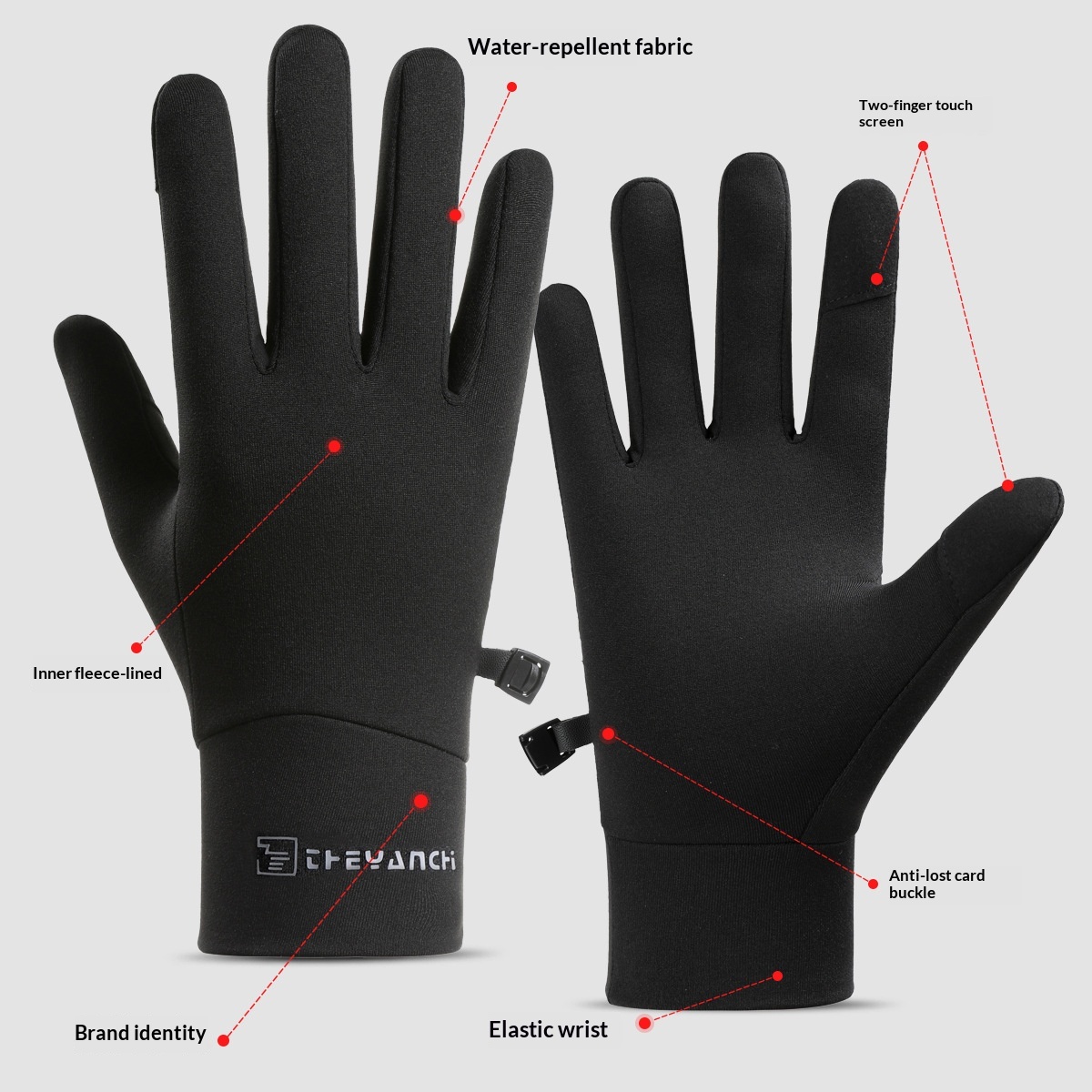 Herren Q363 Winterhandschuhe für Outdoor-Sportarten, dünn mit Fleece gefüttert, für Radfahren, Touchscreen, kältebeständig, wasserabweisend, kältebeständig, wasserabweisend_voghion.com