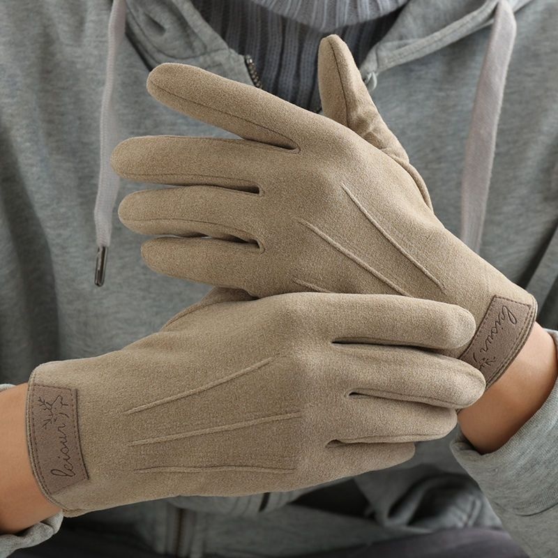 boy Boy Boy Winter Fleece-Lined Thermal Touchscreen Outdoor Cycling Sports Driving Windproof Non-Slip Fashion Gloves For Men_voghion.com