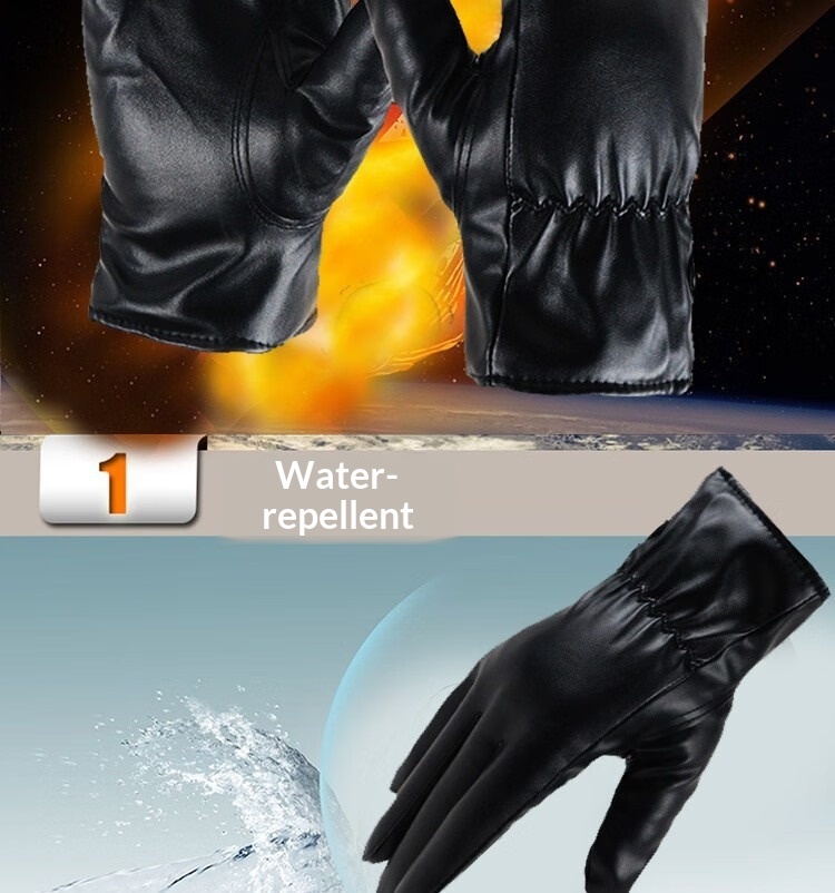 boy Boy Boy Winter Warm Thickened Fleece Touchscreen Windproof PU Leather Electric Bike Riding Couple Gloves For Men And Women_voghion.com