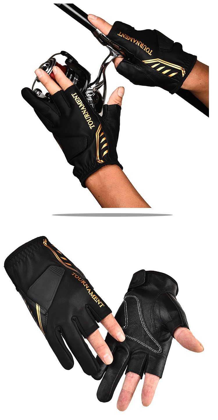 Herrenhandschuhe aus echtem Leder, warm, dreifingrig, wasserdicht, ideal zum Angeln, Fitness und für Outdoor-Aktivitäten._voghion.com