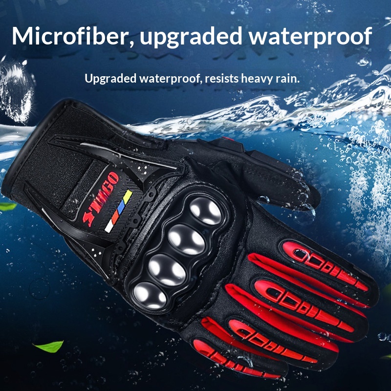 boy Boy Boy Men's Winter Motorcycle Riding Gloves, Cold-Proof, Warm, Rider, Off-Road, Anti-Slip, All-Season, Women's Half Gloves_voghion.com