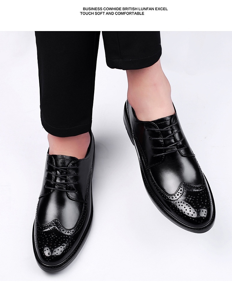 Voyage Herren-Freizeitschuhe aus hochwertigem Rindsleder im britischen Retro-Stil mit poliertem Brogue-Schnitt und geschnitzten Details_voghion.com