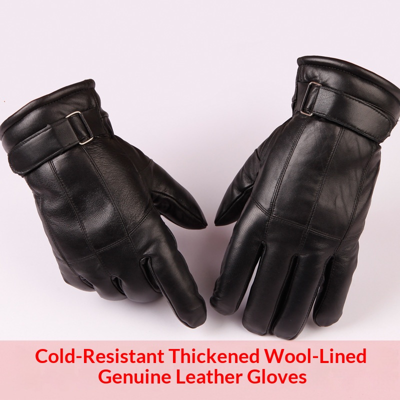 Guanti da moto invernali caldi da uomo, in pelle, spessi, in lana, antivento, in cotone freddo_voghion.com