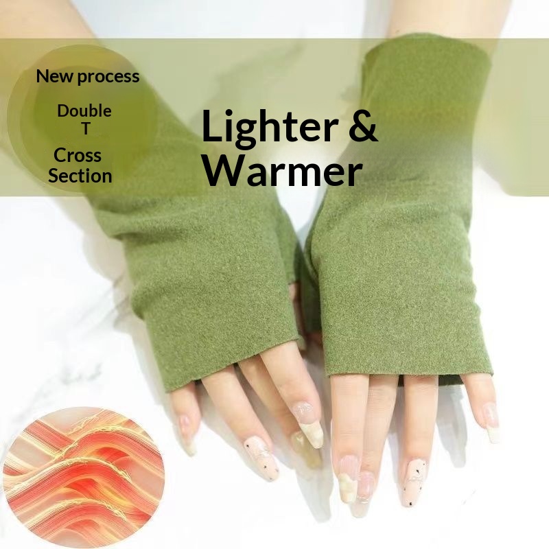boy Boy Boy Warm Half-Finger Gloves For Women, Short Style, Derong Touchscreen, Autumn And Winter, Fingerless, Student Men, Writing,_voghion.com