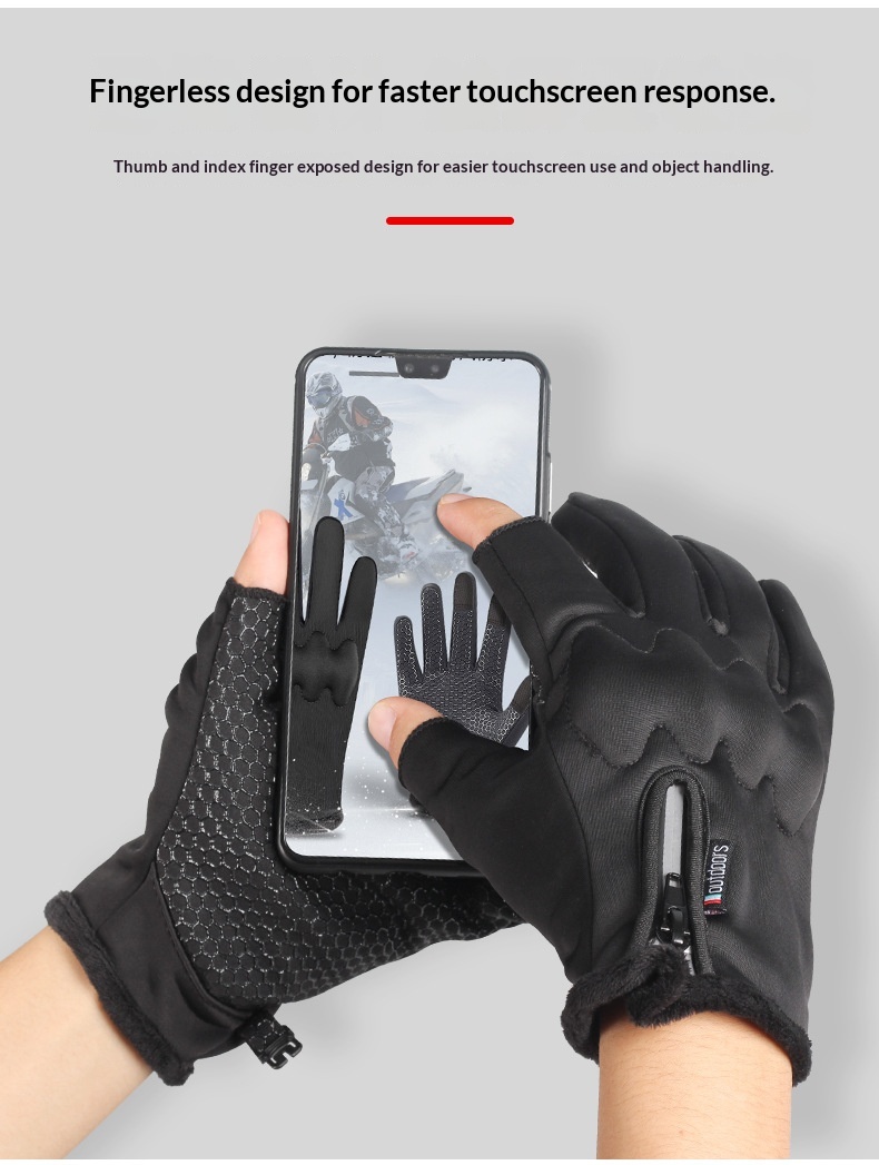 boy Boy Boy Men's Autumn And Winter Fleece-Lined Thickened Cycling Gloves, Cold-Proof, Warm, Touchscreen, Non-Slip, Windproof,_voghion.com