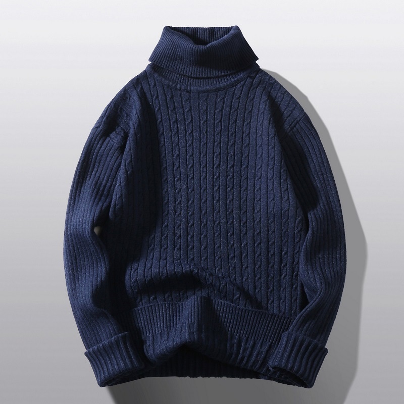 boy Boy Boy Boy Autumn Winter Main Promotion High Volume Men's Turtleneck Pullover Button Flower Casual Knitted Sweater Base Layer In_voghion.com