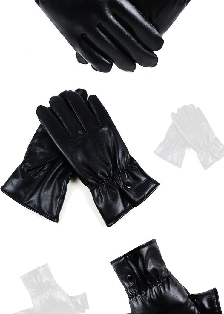 boy Boy Boy Winter Warm Thickened Fleece Touchscreen Windproof PU Leather Electric Bike Riding Couple Gloves For Men And Women_voghion.com