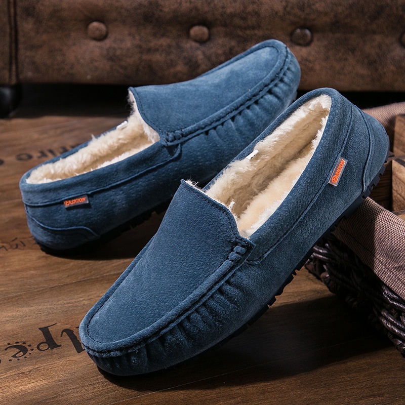 Voyage 501-3 Winter Heren Loafers Katoenen Driving Lage Mid-mouth Instappers Fleecegevoerde Warme Platte Casual Leren Schoenen_voghion.com