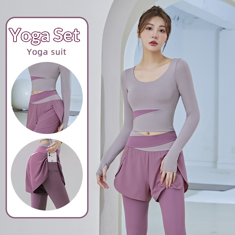 Surge Surge Surge Surge Juyitang New Color-Block Set Slim Fit Sports Suit Running Anti-Exposure Yoga Clothing For Women_voghion.com