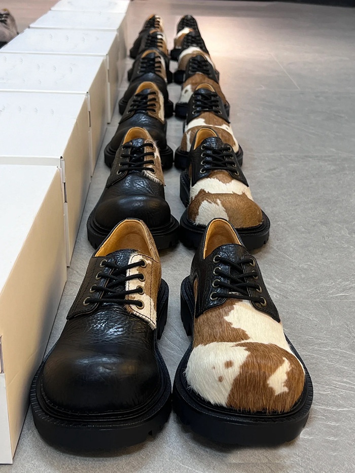 Voyage Horsehair Derby Unisex Milk Color Mandarin Duck Small Lace-up Chunky Heel Thick Sole Soft Leather Casual Shoes Trendy_voghion.com