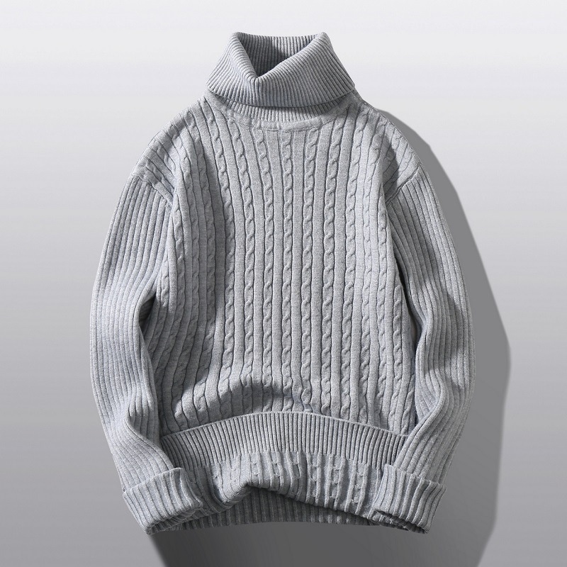 boy Boy Boy Boy Autumn Winter Main Promotion High Volume Men's Turtleneck Pullover Button Flower Casual Knitted Sweater Base Layer In_voghion.com