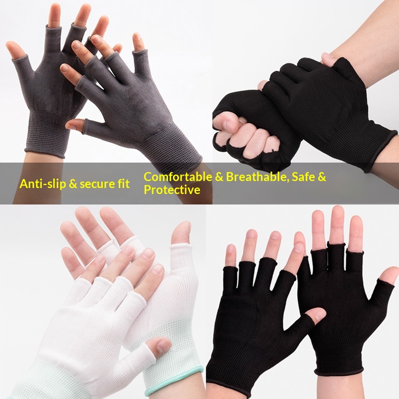 Boy Boy Boy Halbfingerhandschuhe, strapazierfähig, atmungsaktiv, eng anliegend, hochelastisch, Arbeitsschutz, Damenhandschuhe, dünne Herrenhandschuhe_voghion.com