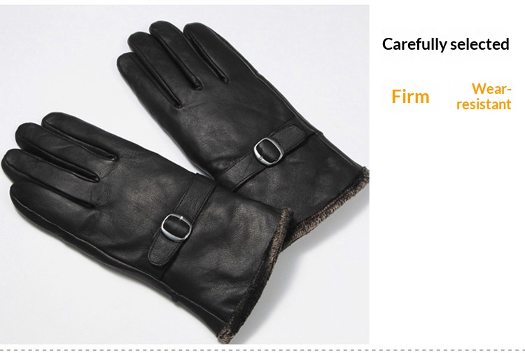 boy Boy Boy Genuine Leather Cowhide Winter Gloves Men Fingerless Driving Riding Fleece Lined Warm_voghion.com