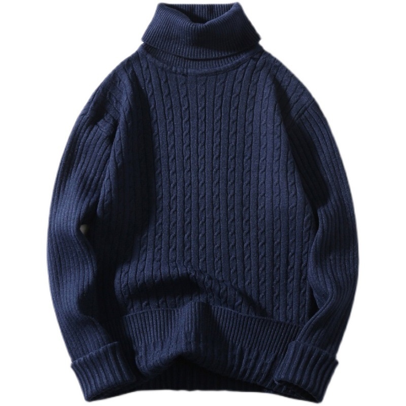 boy Boy Boy Boy Autumn Winter Main Promotion High Volume Men's Turtleneck Pullover Button Flower Casual Knitted Sweater Base Layer In_voghion.com