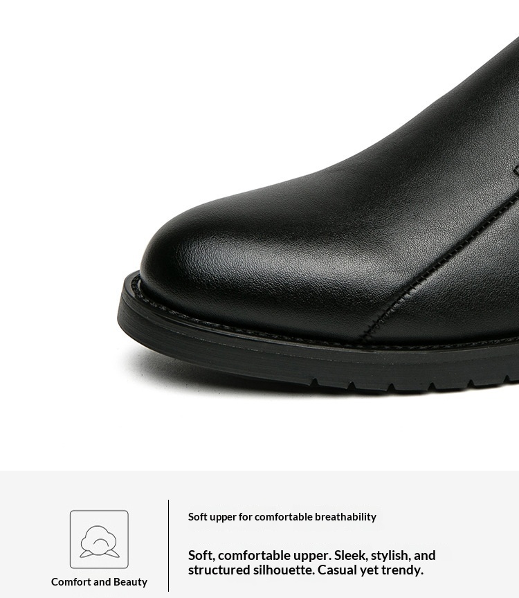 Voyage Spring Autumn Fashion Casual Leather Personality Black And White Two-tone Large Size Business Low-top Zipper Style_voghion.com