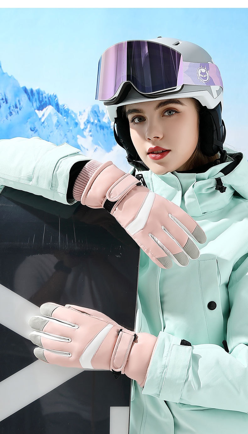 Guanti da sci invernali Boy Boy per donna, caldi, foderati in pile, spessi, impermeabili, touchscreen, antivento, alpinismo,_voghion.com