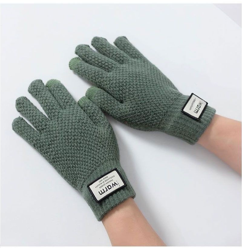 Herren Winterhandschuhe aus Wolle mit Touchscreen-Funktion, gefüttert mit Fleece, dick und warm, modisch und vielseitig, ideal zum Autofahren, Radfahren und für Outdoor-Aktivitäten._voghion.com