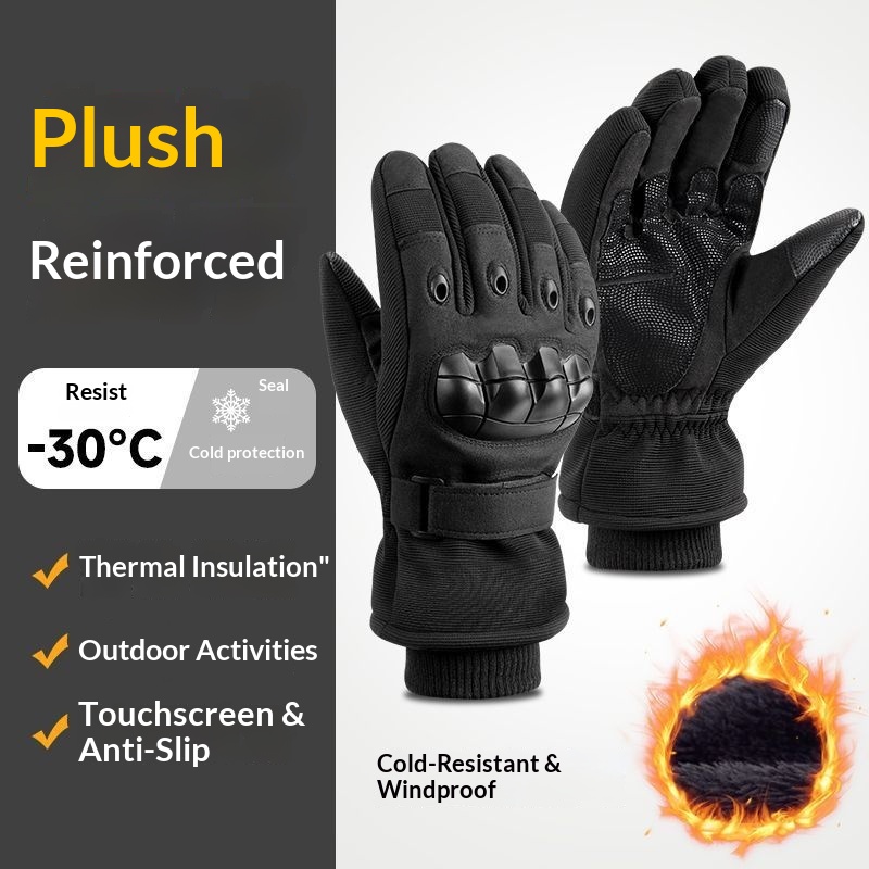 boy Boy Boy Winter Fleece-Lined Warm Cold-Proof Ski Tactical Gloves Outdoor Training Climbing Cycling Anti-Slip Wear-Resistant_voghion.com