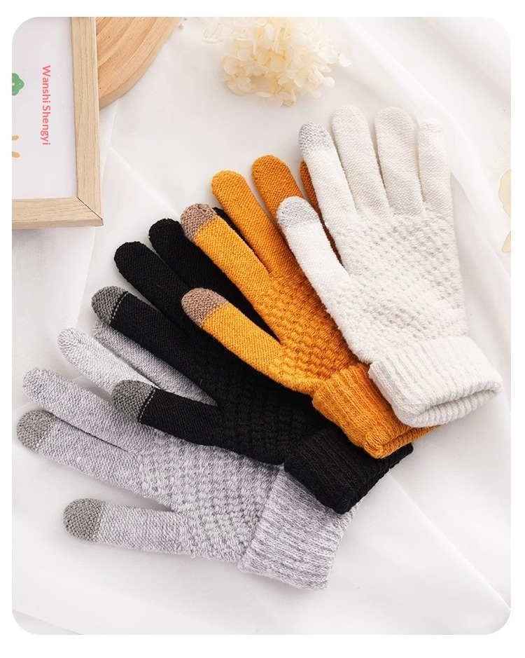 boy Boy Boy New Touchscreen For Men Women, Autumn And Winter, Fleece-Lined, Thickened, Warm, Cold-Proof, Outdoor Cycling Knitted_voghion.com