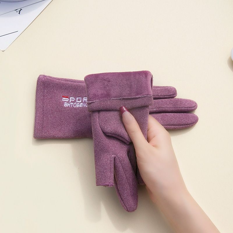 boy Boy Boy Winter Two-Finger Gloves Warm Cold-Proof Fleece-Lined Cycling Women Electric Bike Men Non-Slip Fingerless Touchscreen_voghion.com