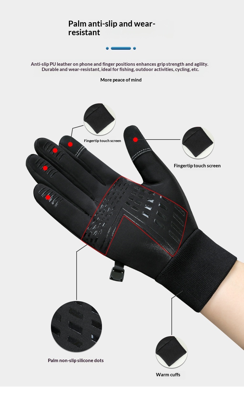 boy Boy Boy Touchscreen Gloves For Men Winter Fleece-Lined Cotton Waterproof Outdoor Non-Slip Sports Cycling Windproof_voghion.com