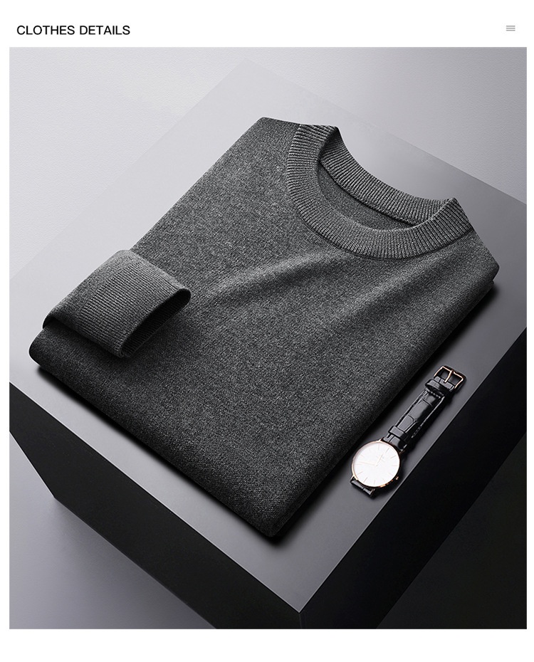 boy Boy Boy Boy Boy Parson Dragon Autumn Winter Round Neck Pullover Thickened Warm Versatile Men's Wool Sweater Slim Fit Base Layer_voghion.com