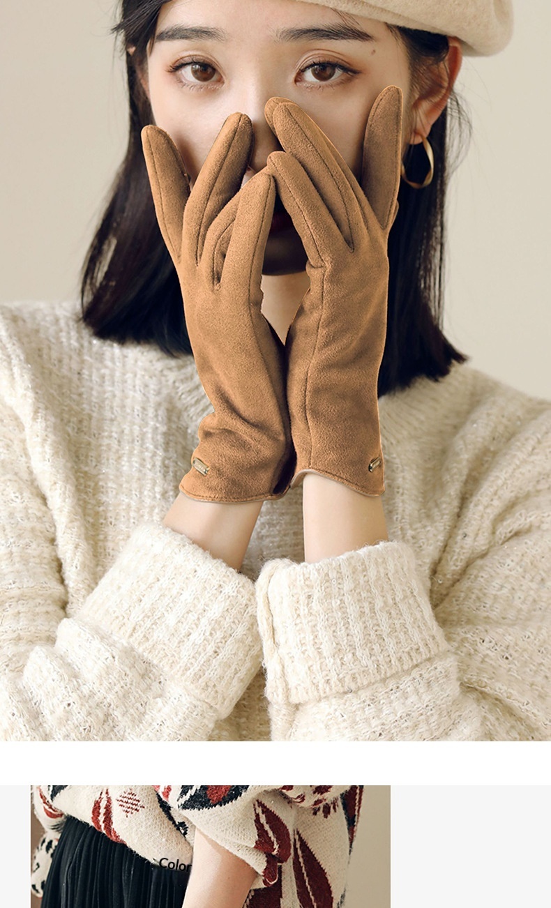 boy Boy Boy Warm For Women Cute Suede Windproof Driving Gloves Autumn Winter Fleece Lined Cycling Fingerless Touchscreen Men_voghion.com