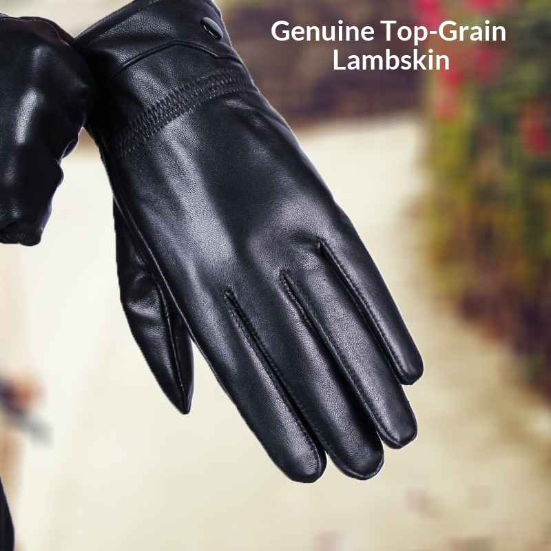 boy Boy Boy Genuine Leather Men And Women, Winter Fleece-Lined Thickened Warm Sheepskin Gloves For Cycling, Driving, Outdoor,_voghion.com