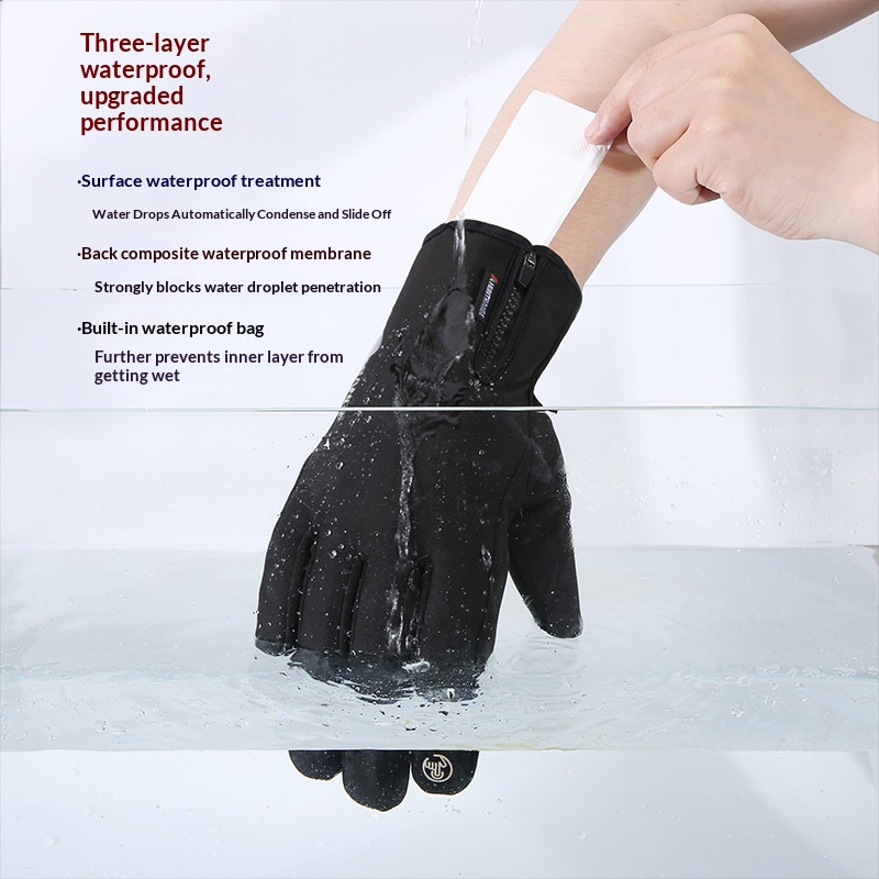 Boy Herren-Skihandschuhe, kältebeständig, Touchscreen-kompatibel, warm, 3M Thinsulate™-Fleece, antibakteriell, reflektierend, Nachtsicht_voghion.com