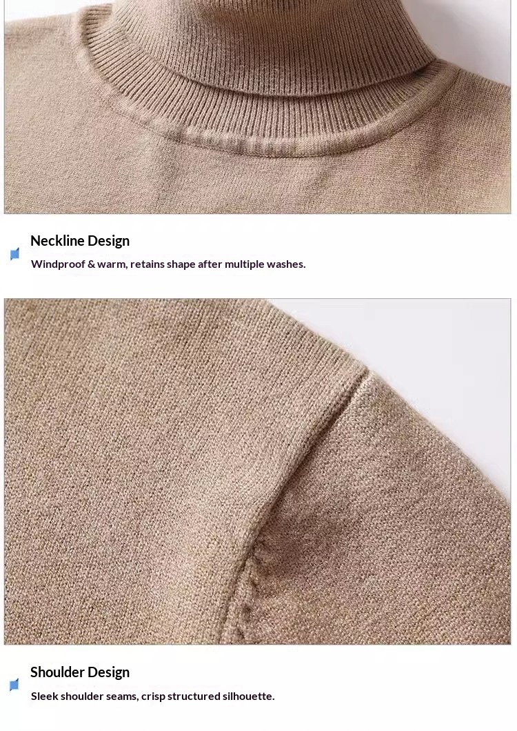 Maglione da uomo con collo alto, nero, convertibile, taglia grande, strato di base per autunno e inverno, vestibilità ampia per_voghion.com