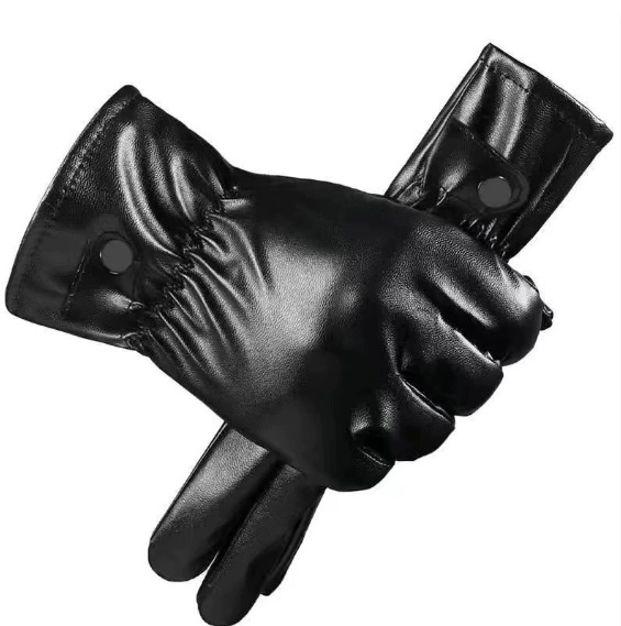 boy Boy Boy Winter Warm Thickened Fleece Touchscreen Windproof PU Leather Electric Bike Riding Couple Gloves For Men And Women_voghion.com