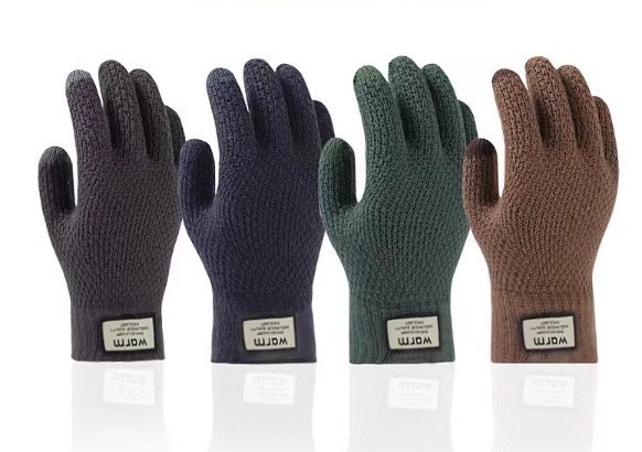 Herren Winterhandschuhe aus Wolle mit Touchscreen-Funktion, gefüttert mit Fleece, dick und warm, modisch und vielseitig, ideal zum Autofahren, Radfahren und für Outdoor-Aktivitäten._voghion.com