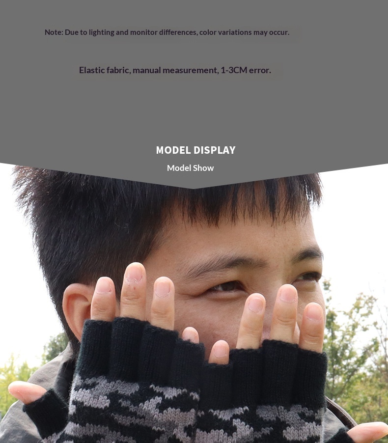 Neue Camouflage-Halbfingerhandschuhe für Herren, Winterhandschuhe für Damen, Büro und Studenten, kältebeständige Touchscreen-Handschuhe für den Außenbereich_voghion.com