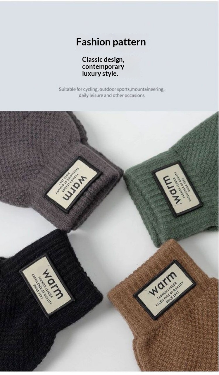 Herren Winterhandschuhe aus Wolle mit Touchscreen-Funktion, gefüttert mit Fleece, dick und warm, modisch und vielseitig, ideal zum Autofahren, Radfahren und für Outdoor-Aktivitäten._voghion.com